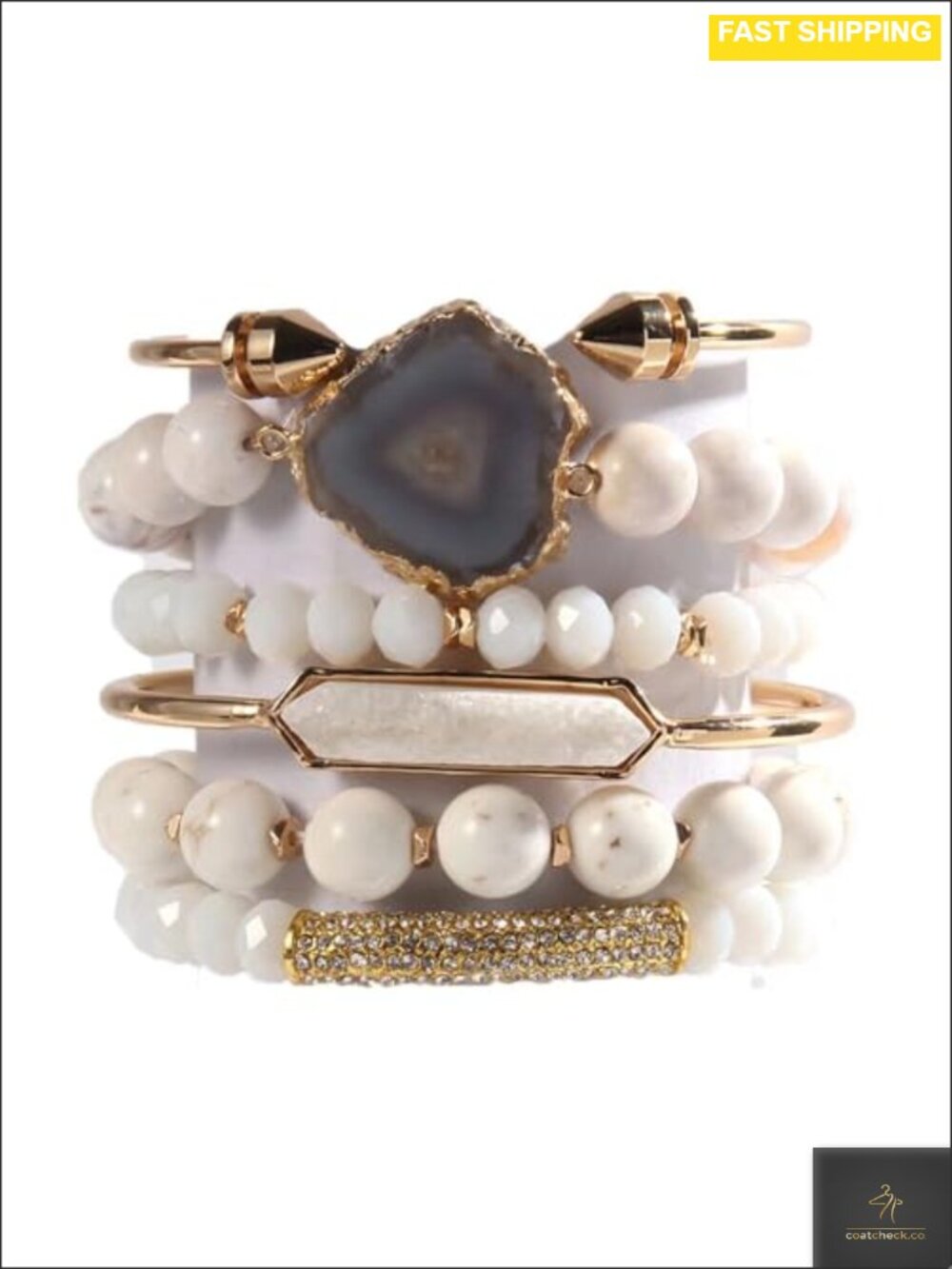 Natural Stone Beaded Bracelet Set Boho Stretch Stackable